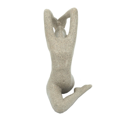 8.5x4.5x7' Beige Resin and Stone Yoga Figurine in King Pigeon Pose