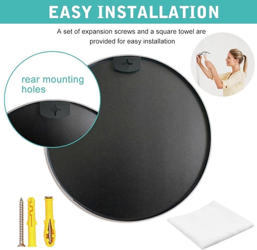 36 Inch Silver Metal Framed Round Bathrrom Mirror for Wall