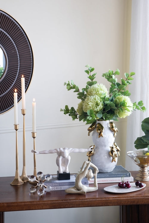 8.5x4.5x7' Beige Resin and Stone Yoga Figurine in King Pigeon Pose