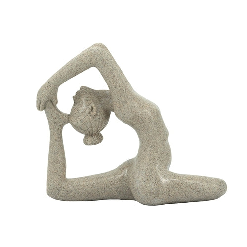 8.5x4.5x7' Beige Resin and Stone Yoga Figurine in King Pigeon Pose