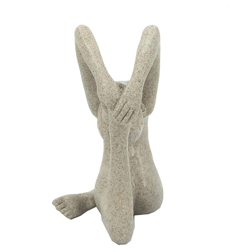 8.5x4.5x7' Beige Resin and Stone Yoga Figurine in King Pigeon Pose