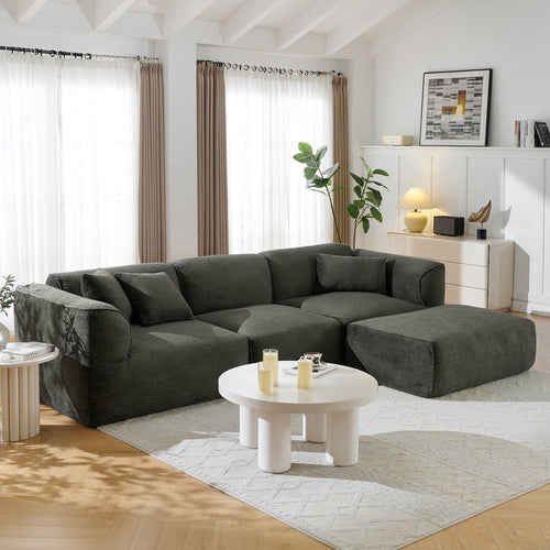 Luxury living room double-needle cut velvet sofa, 4-seater with pure